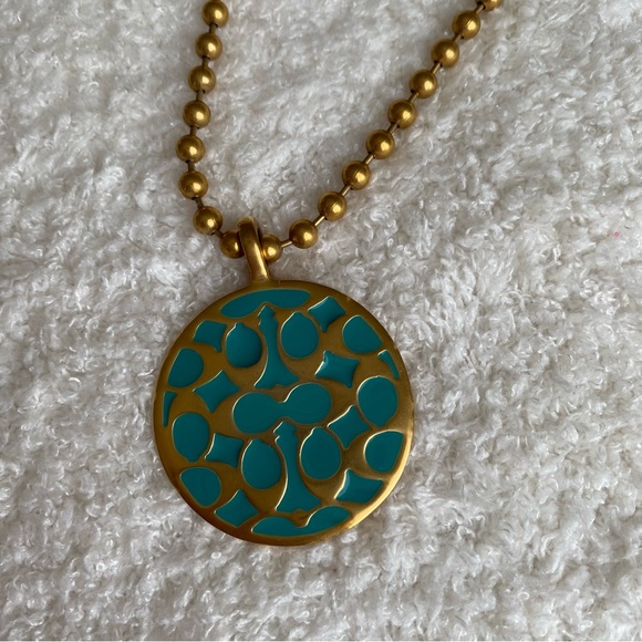 Coach Gold/Teal Pendant (New) - Picture 5 of 6